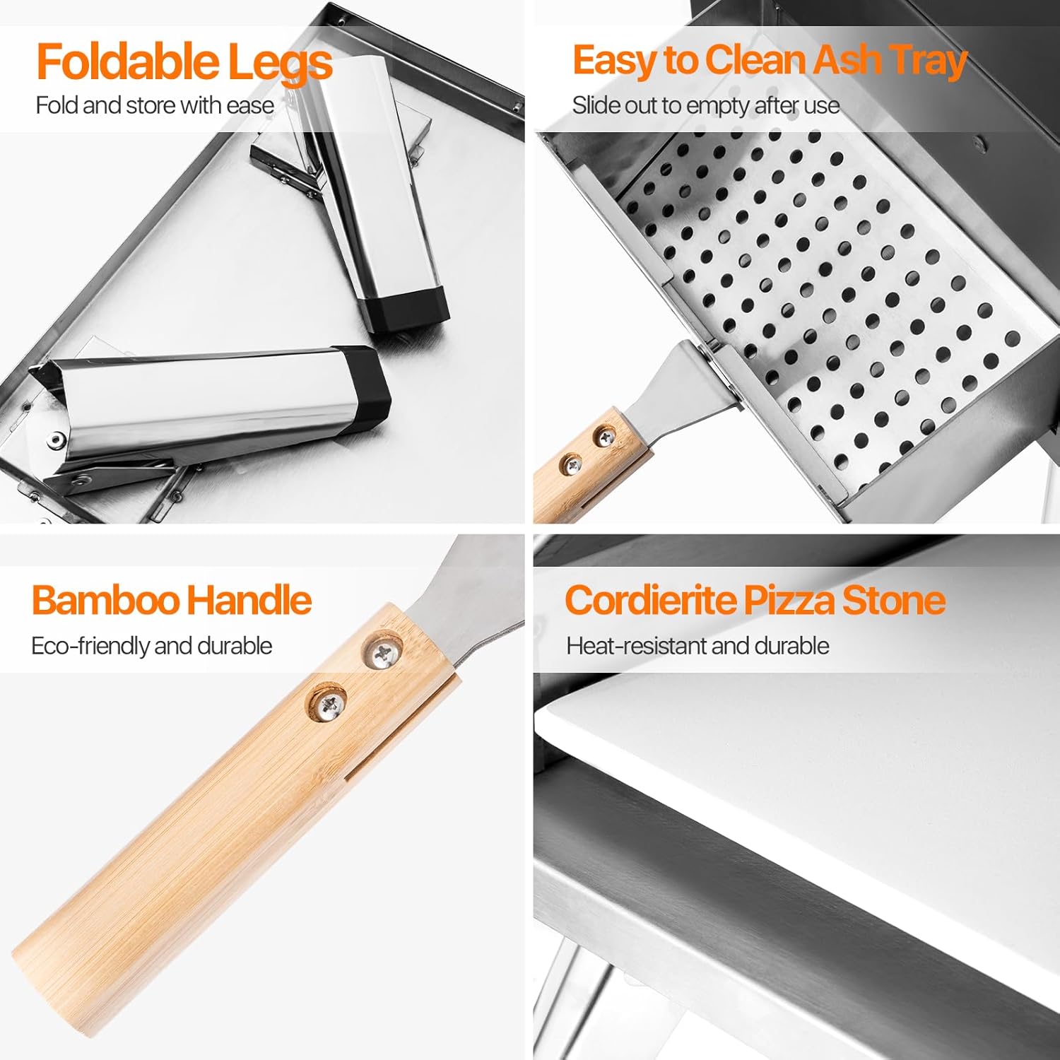 Pizza Oven 13 Inch Outdoor Wood Fired Portable Stainless Steel Pizza Oven with Pizza Stone for Family Outside Cooking Camping Backyard BBQ Pizza Maker Garden Kitchen(black13IN)