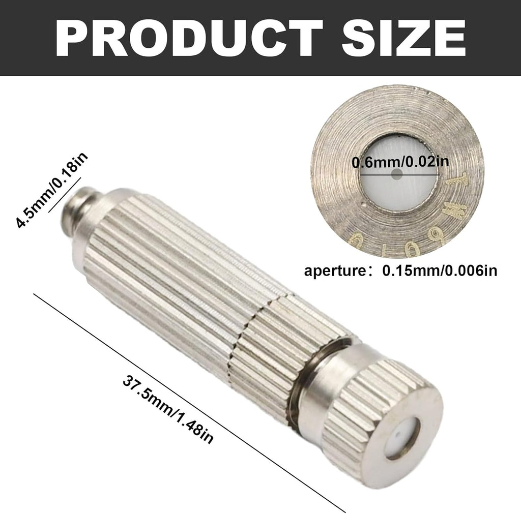 10 Pcs High Pressure Misting Nozzles Stainless Steel for Outdoor Cooling Misting System, High Pressure Anti Drip Cleanable, 3/16" Thread (0.8mm)