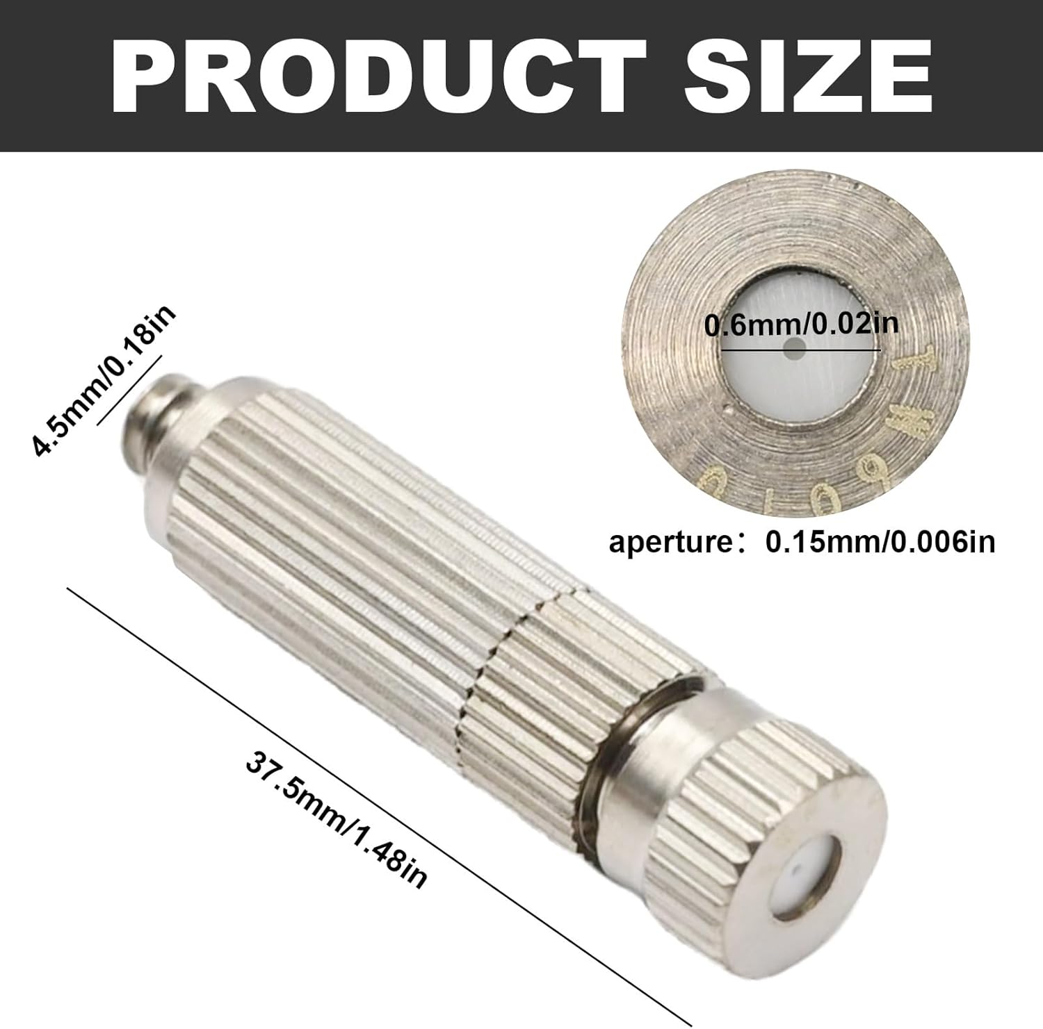 10 Pcs High Pressure Misting Nozzles Stainless Steel for Outdoor Cooling Misting System, High Pressure Anti Drip Cleanable, 3/16" Thread (0.8mm)