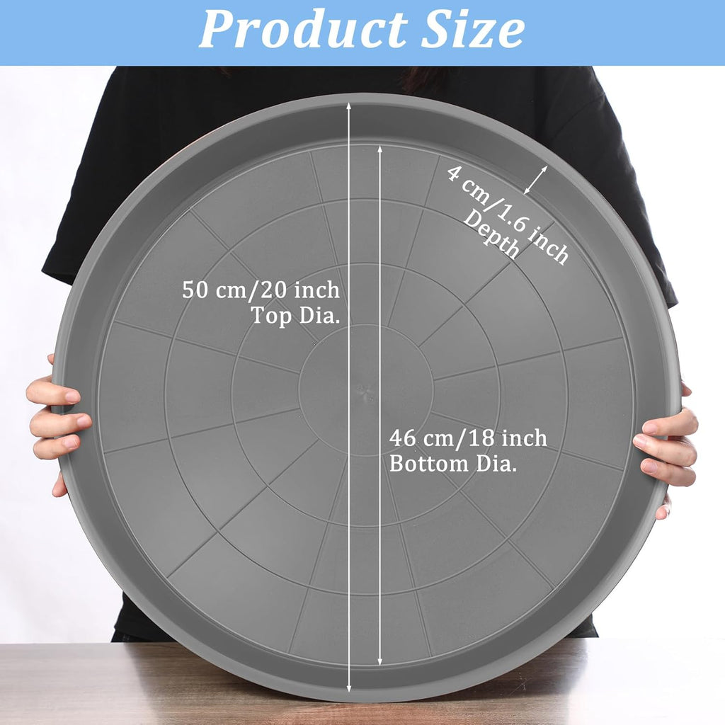 Eccliy 12 Pcs Plastic Plant Saucers Round Plant Tray Large Flower Pot Heavy Duty Planter Water Trays Thick Planter Drip Saucers for Indoors and Outdoors(20 Inch,Gray)