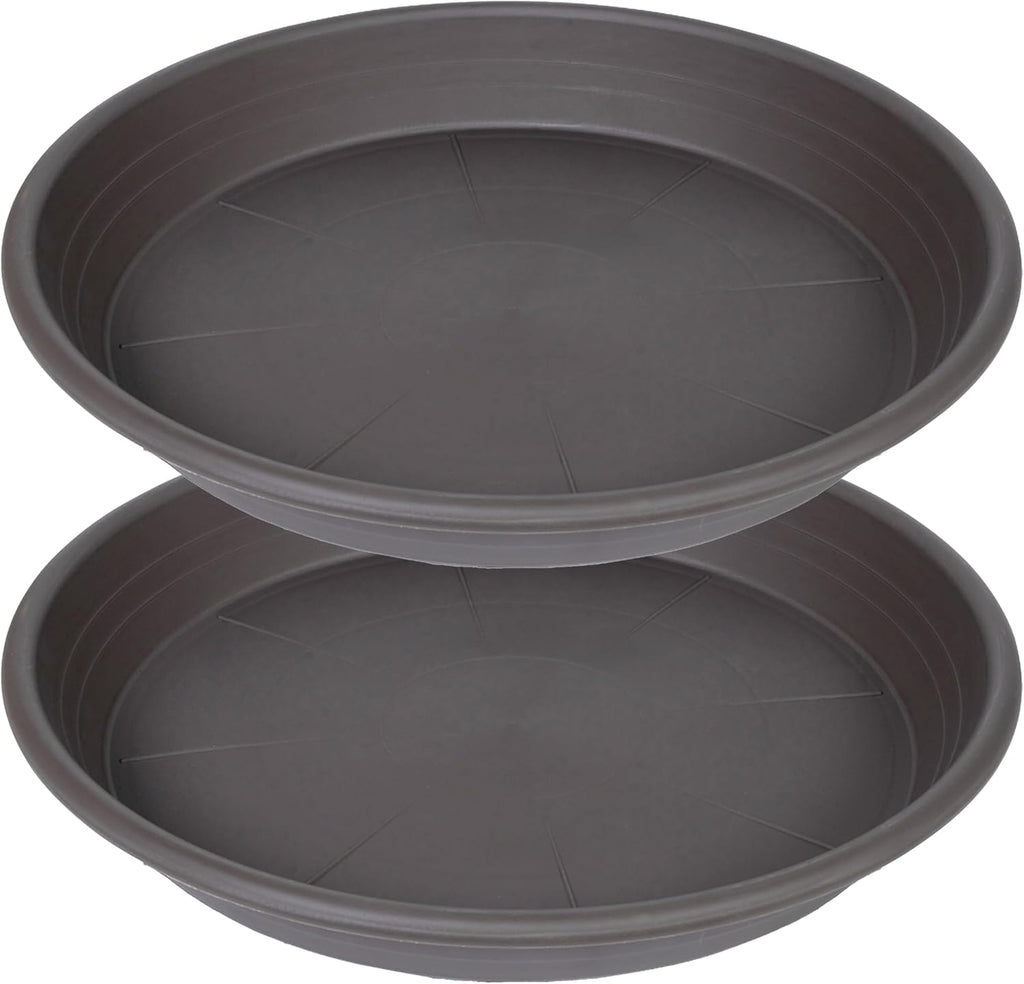 2 Pack of 22 inch Plant Saucer, Large Plant Tray, Heavy Sturdy Plant Drainage Tray for Indoors, Bird Bath Bowls, Sturdy Plastic Pot Tray for Planter 20 21"(Brown)