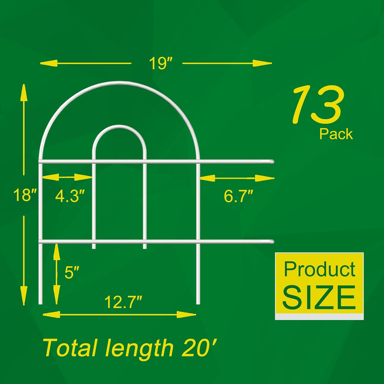 Decorative Garden Folding Border Fence 18in X20ft Rustproof Metal Wire Edging Flower Bed Fences Panel Outdoor White Garden Fencing Edge Patio Landscape