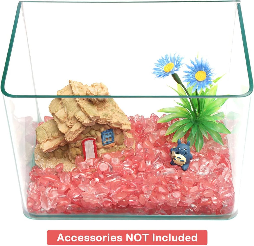 WAYBER Decorative Pebbles, 2 Lbs/920g (Fill 2 Cups) Pink Crystal Quartz Stones Irregular Rock Gravel for Aquarium Turtle Tank Decoration/Succulent Plant Landscape/Flowerpot Vase Ornament