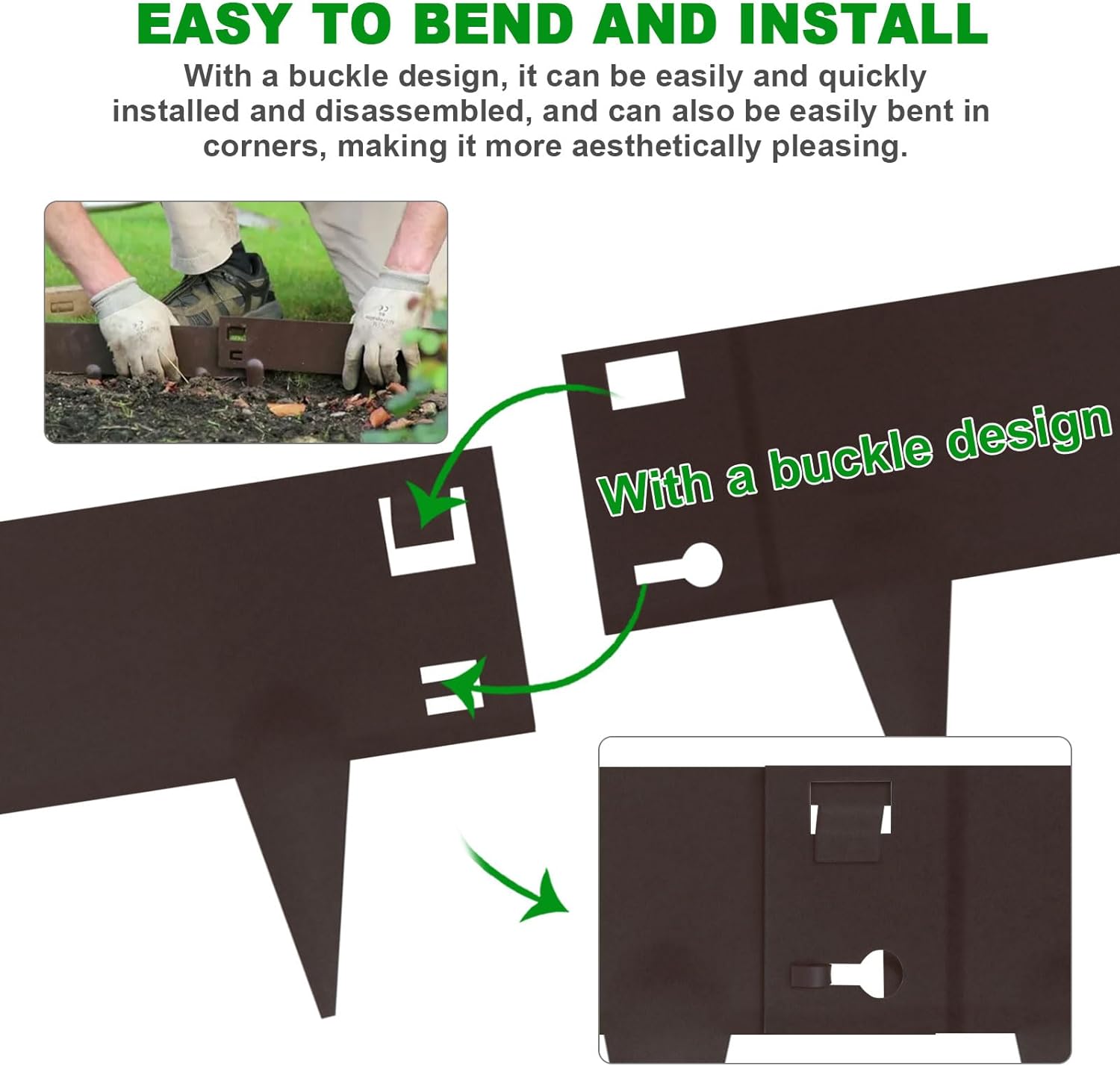 5 Pack Steel Landscape Edging,Metal Landscape Edging 40 Inch Strips, Brown Metal Garden Edging 7 inch Depth, Steel Edging for Landscaping, Brown