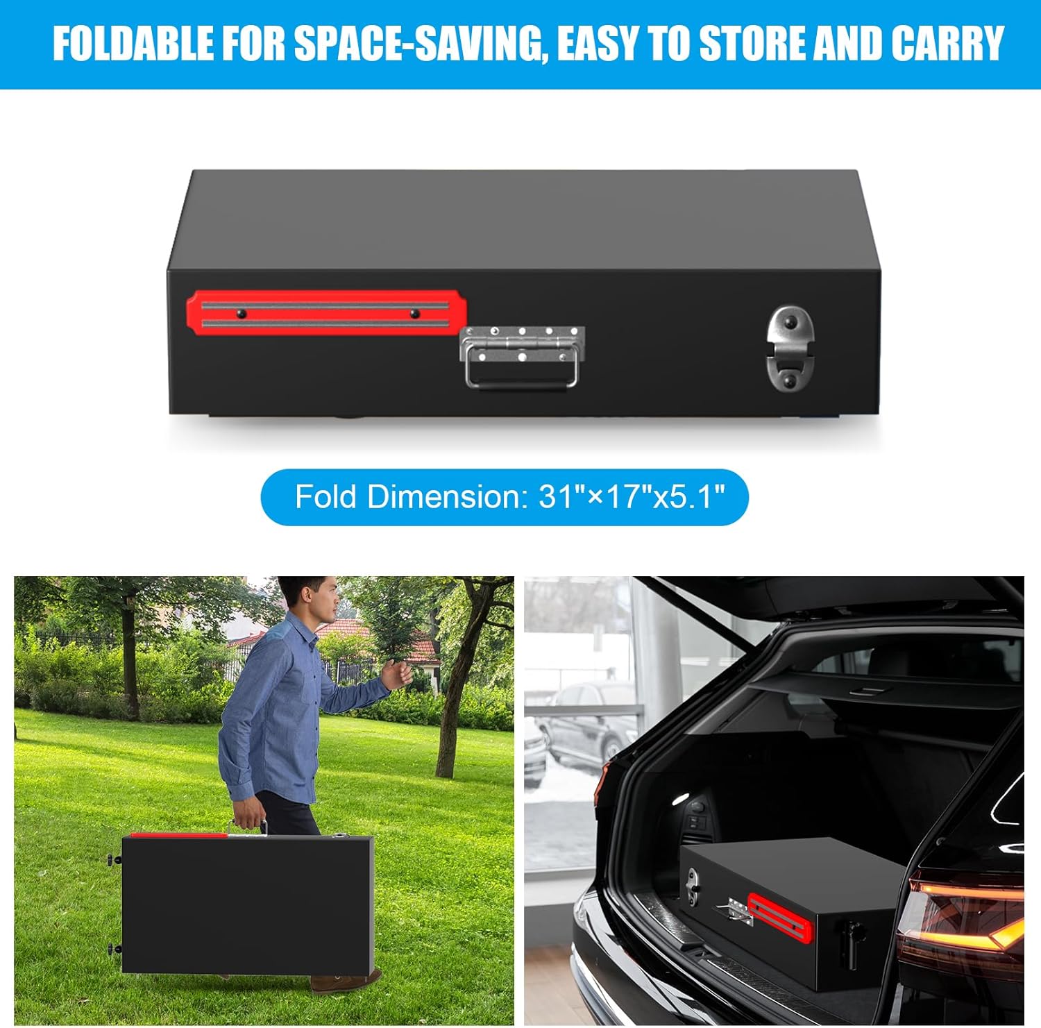 LS'BABQ Portable Outdoor Grill Table, Folding Stand for Blackstone 17"/22" Griddle, Camping BBQ Prep Cart for Ninja Grill, Large Space with Wheels