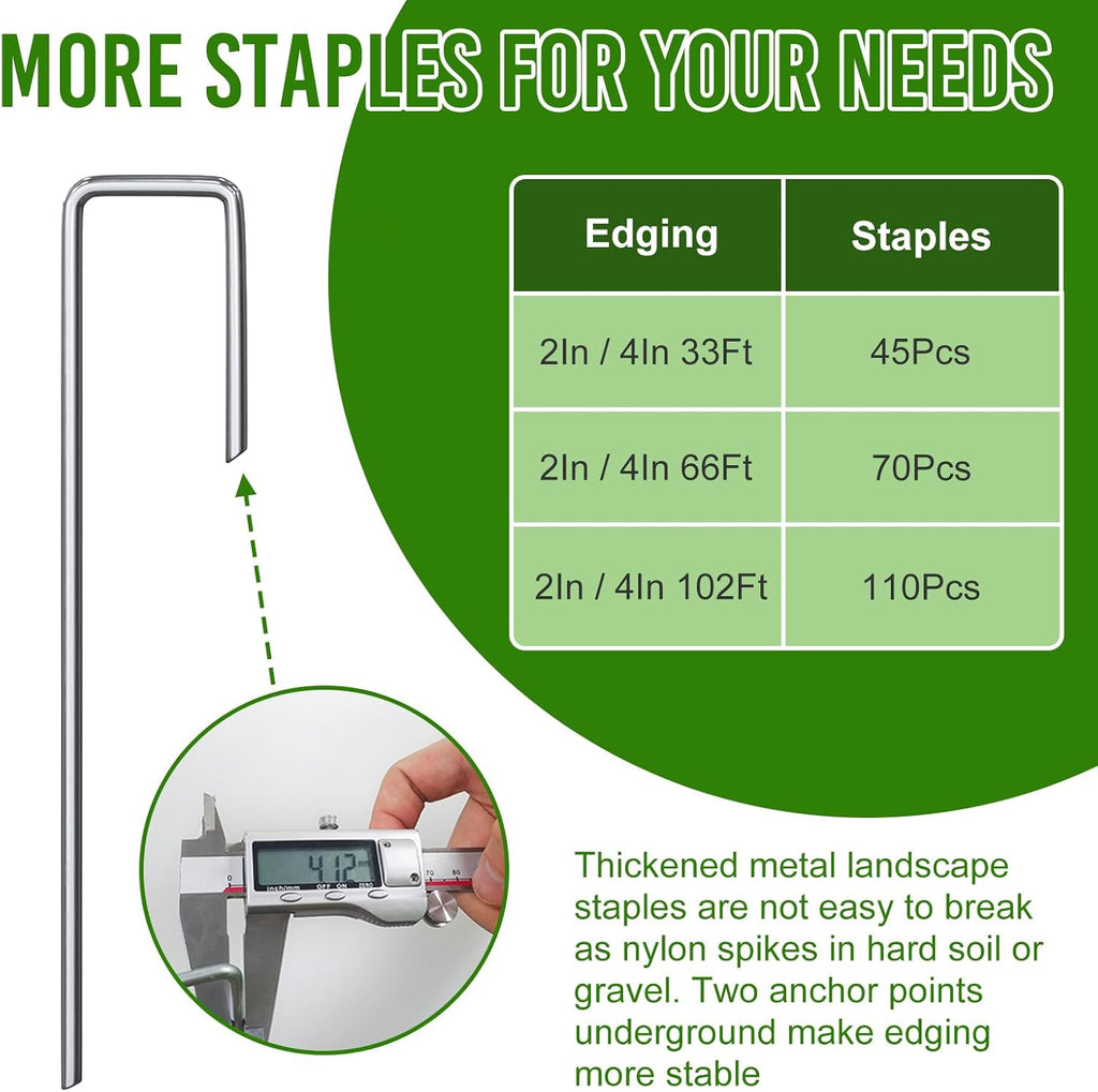 66FT Landscape Edging 2 in Tall with 70 Spikes, Garden Edging Border and 1 Hammer, Plastic Landscape Edging Border Lawn Edging for Landscaping, Flower Beds, Yard