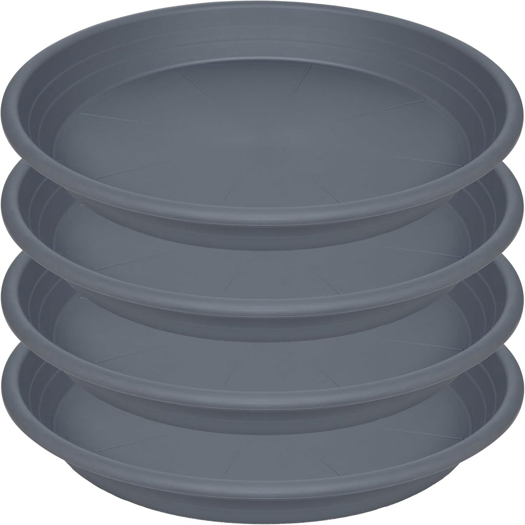 4 Pack of 16 inch Plant Saucer, Large Plant Tray, Heavy Sturdy Plant Drainage Tray for Indoors, Bird Bath Bowls, Sturdy Plastic Pot Tray for Planter 14 15 16"(Gray)