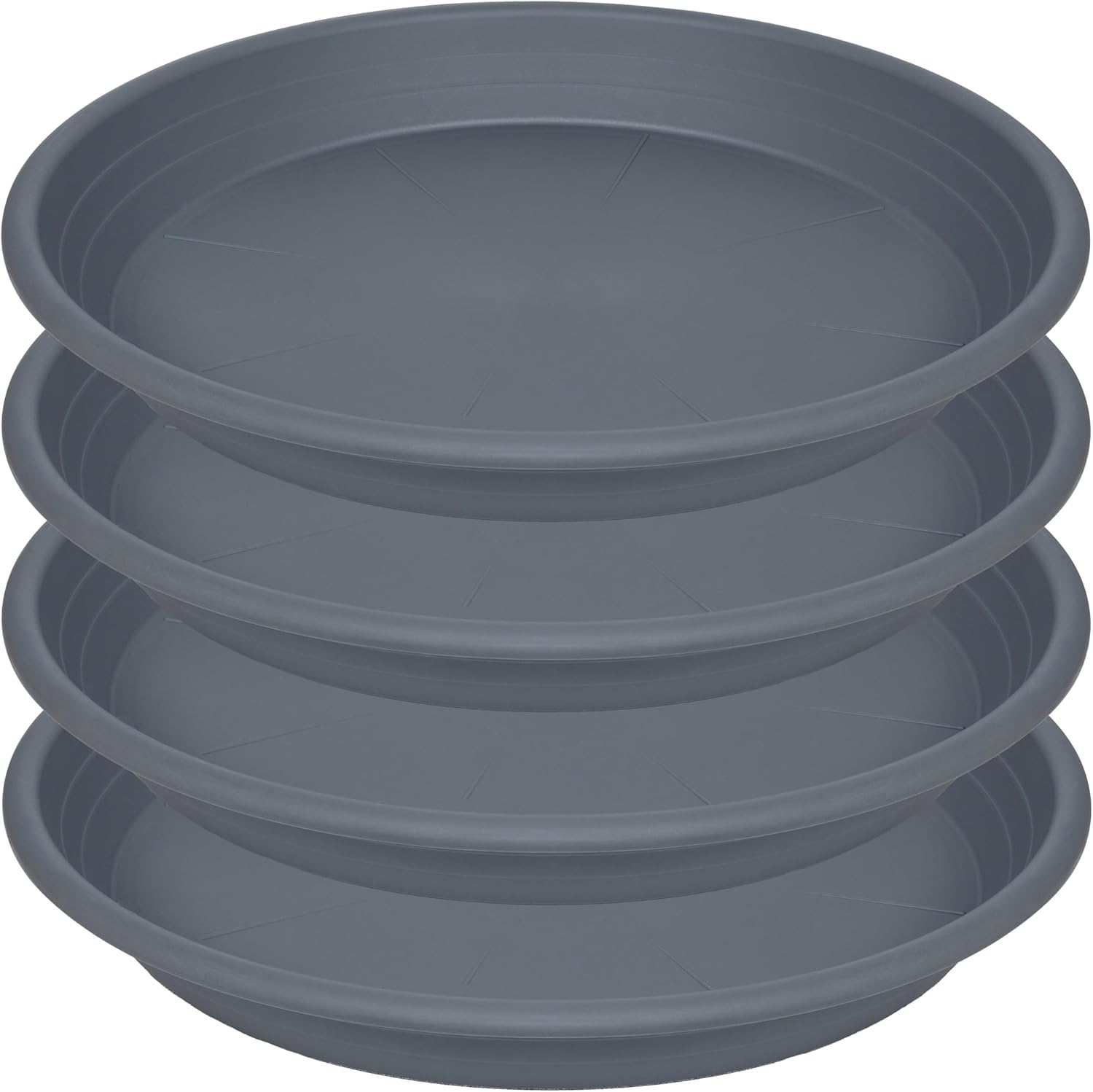 4 Pack of 16 inch Plant Saucer, Large Plant Tray, Heavy Sturdy Plant Drainage Tray for Indoors, Bird Bath Bowls, Sturdy Plastic Pot Tray for Planter 14 15 16"(Gray)