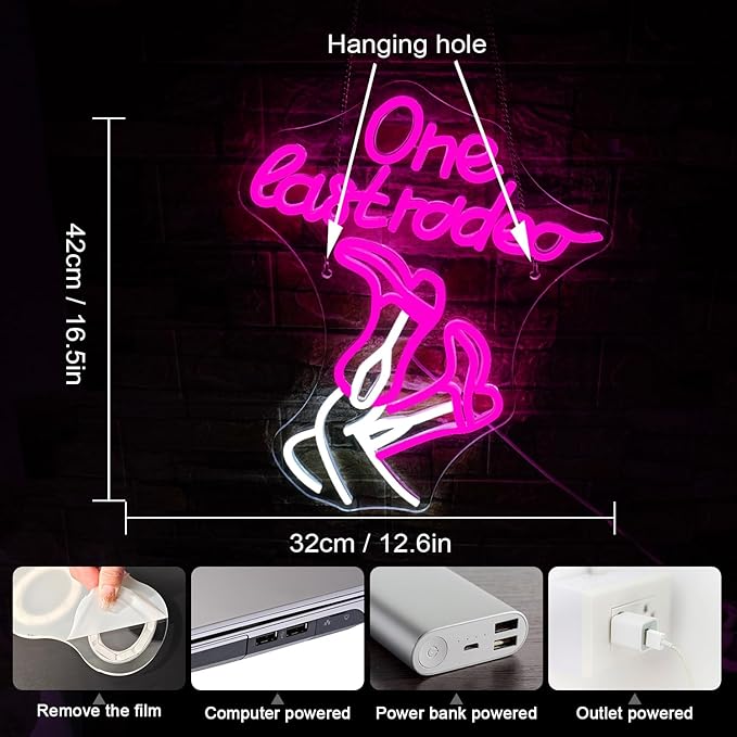 WLHOPE One Last Rodeo Neon Sign Cowboy Boots Neon Sign Led Sign,Dimmable Cowgirl Neon Signs for Wall Decor,Connectivity Via USB Licked Neon Light for Bedroom Home Bar Club Hotel Party Western Decor