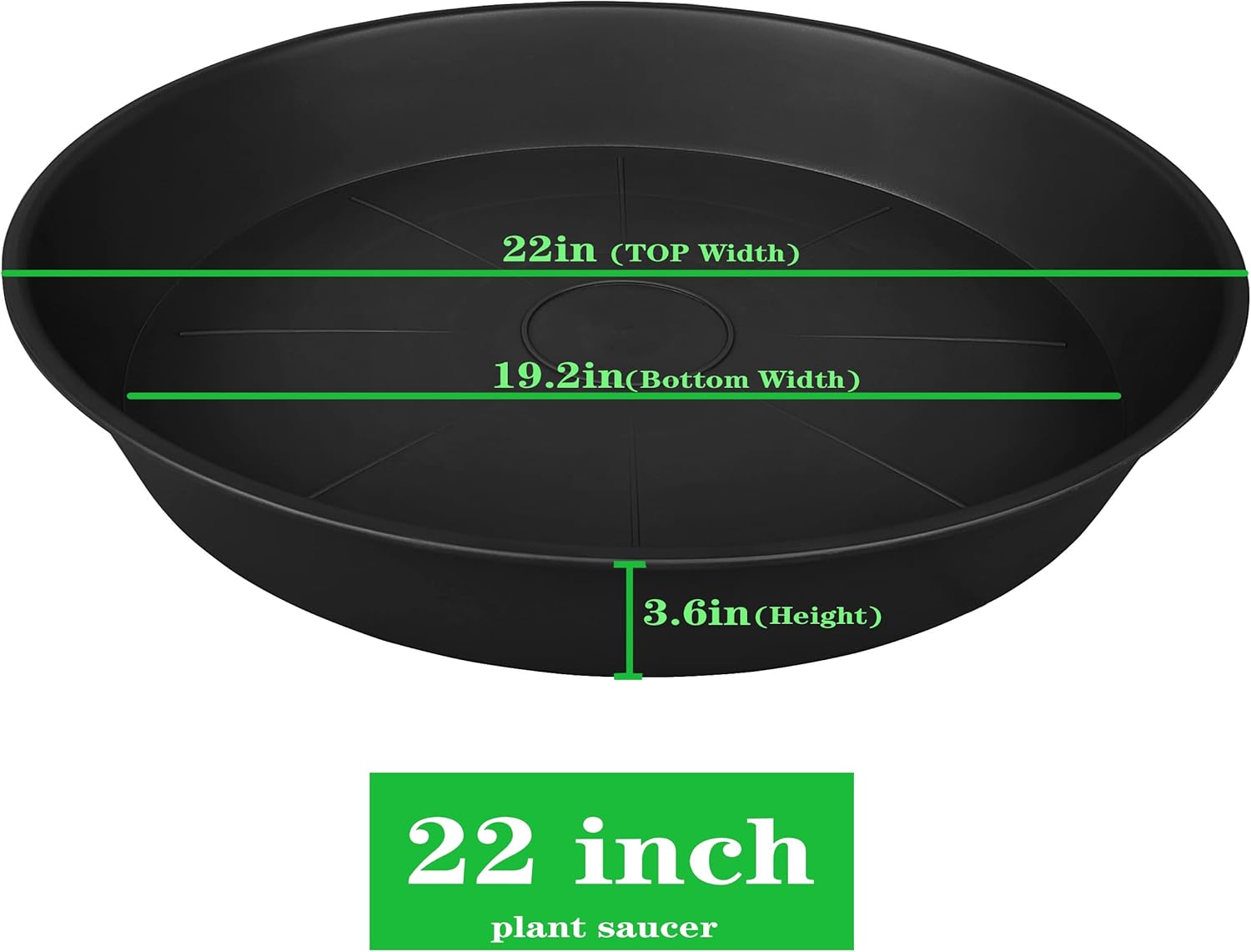 3 Pack of 20 22 inch Plant Saucer (19.2 Inch Base), 3.6" Depth Tray, Bath Baths Bowl for Garden, Large Deep Plastic Plant Trays for Indoors Outdoor, Tray for Planter 19-23" (22", Black)