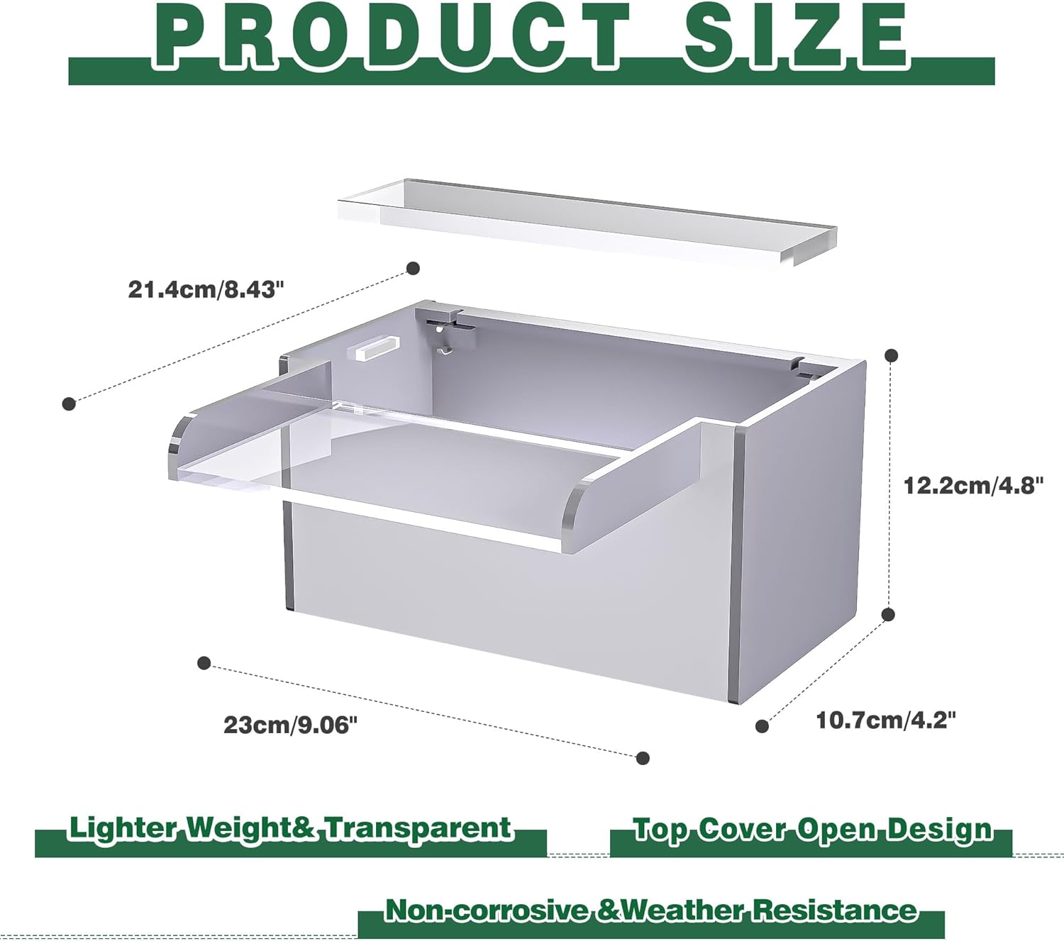 Waterfall Pool Fountain, LONGRUNNEW Transparent Acrylic Pool Waterfall Spillway, 9.06 Inches Pool Water Feature for Garden Patio, Backyard Koi Pond Decor