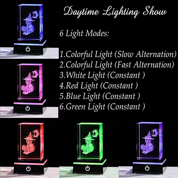 Qianwei 3D Crystal Gothic Black Cat - Baphomet Statue Halloween Cat Witch Figurines Occult Medieval Goth Satanic Home Desk Decor Witchy Gifts Horror Lilith Statue