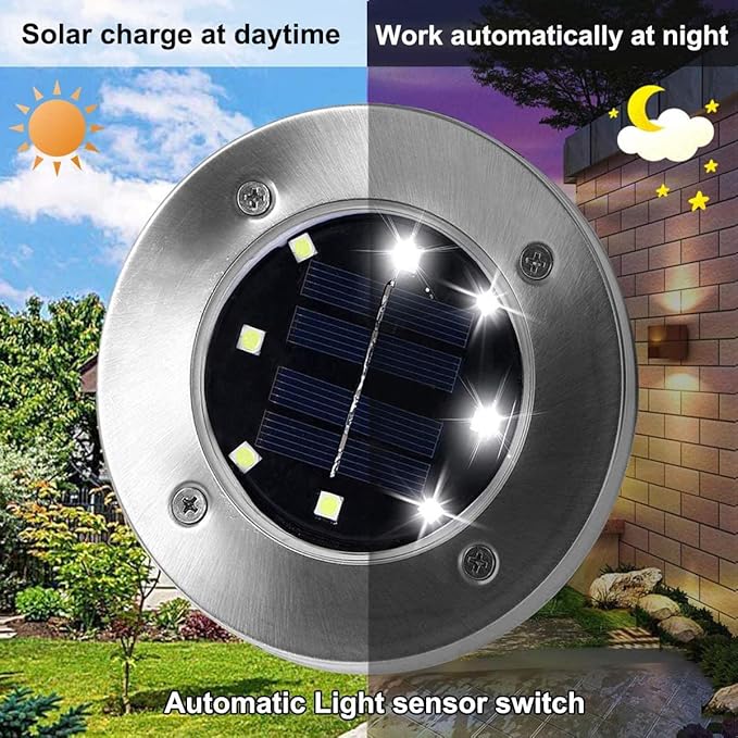 Solar Ground Lights, Waterproof Solar Garden Lights, Upgraded Outdoor Garden Waterproof Bright in-Ground Lights, Landscape Lights for Pathway,Yard,Deck,Lawn,Patio,Walkway (8 Pack White Light)