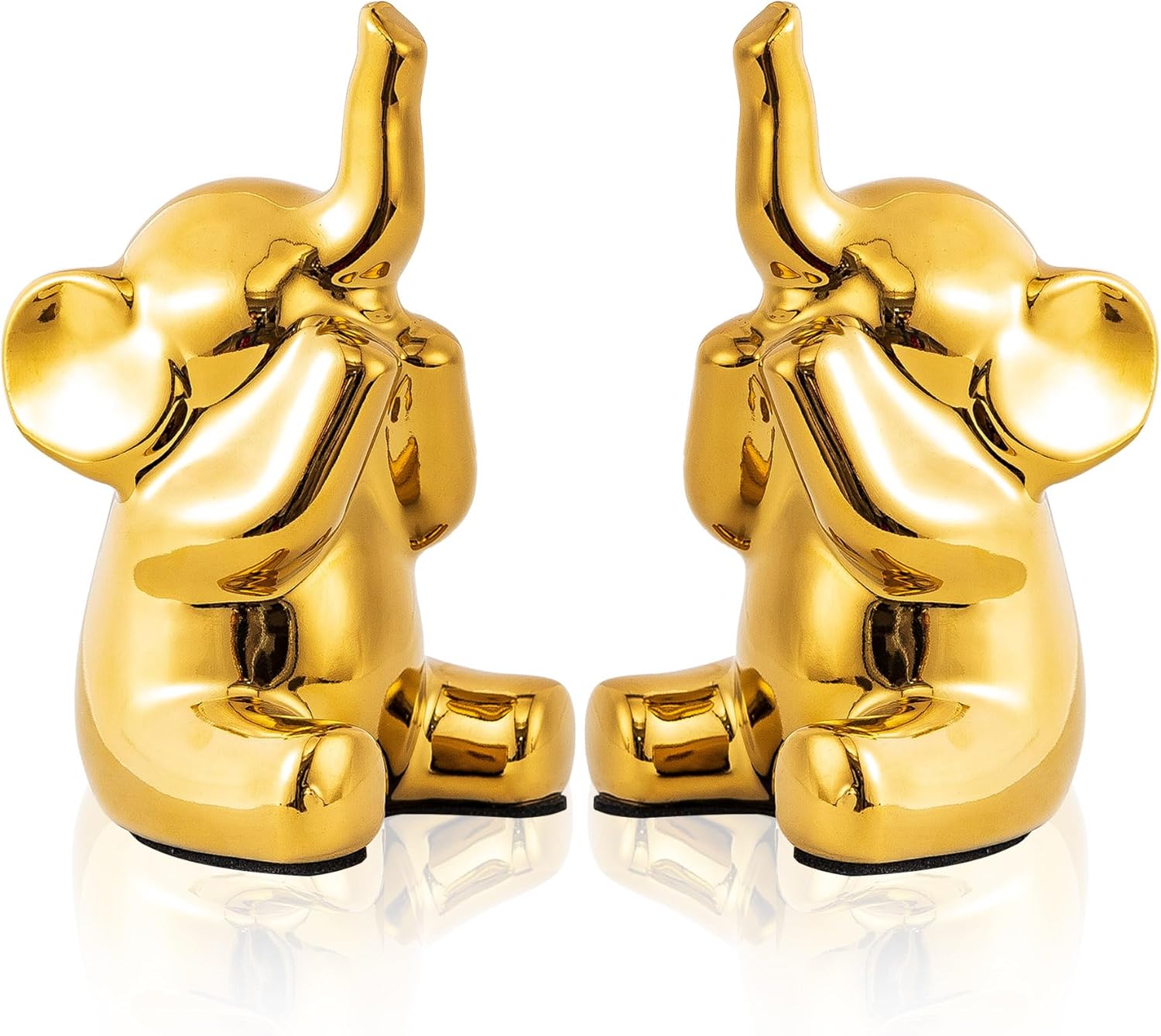 Loving Pair of Small Gold Elephant Statues Gold Home Decor Modern Boho Style Figurine Decorative Ornaments for Living Room, Bedroom, Office Desktop, Cabinets, Shelf