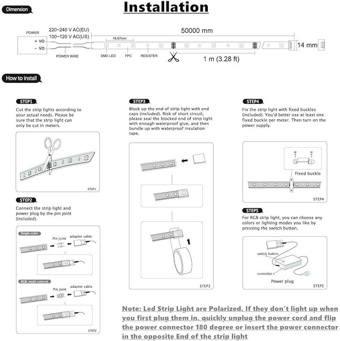 5050-60 Type AC 110-120V White LED Strip Lights, Flexible/Waterproof/Dimmable/Multi-Modes LED Rope Light + 23 Keys Remote for Home/Garden/Building Decoration (98.4ft/30m, White 6000K)