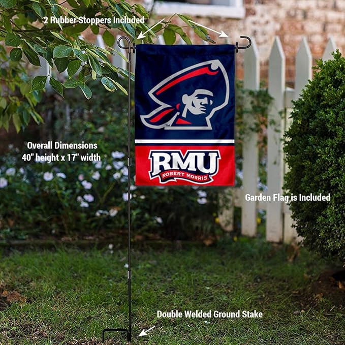 College Flags & Banners Co. Robert Morris Colonials Garden Flag with Stand Holder