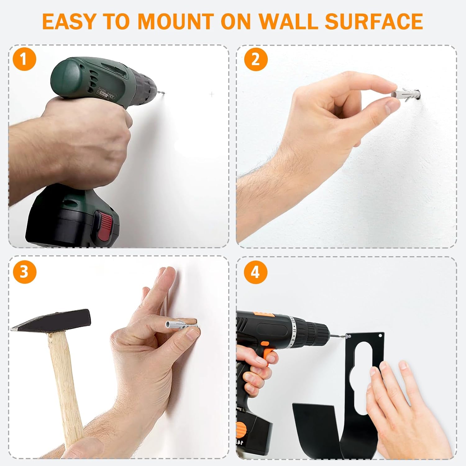 WaterHose Holder, 2 Pack Heavy Duty Wall Mount, Metal Hose Reel, Sturdy Hose Hanger Rack Stand for Outdoor Yard & Garage Storage