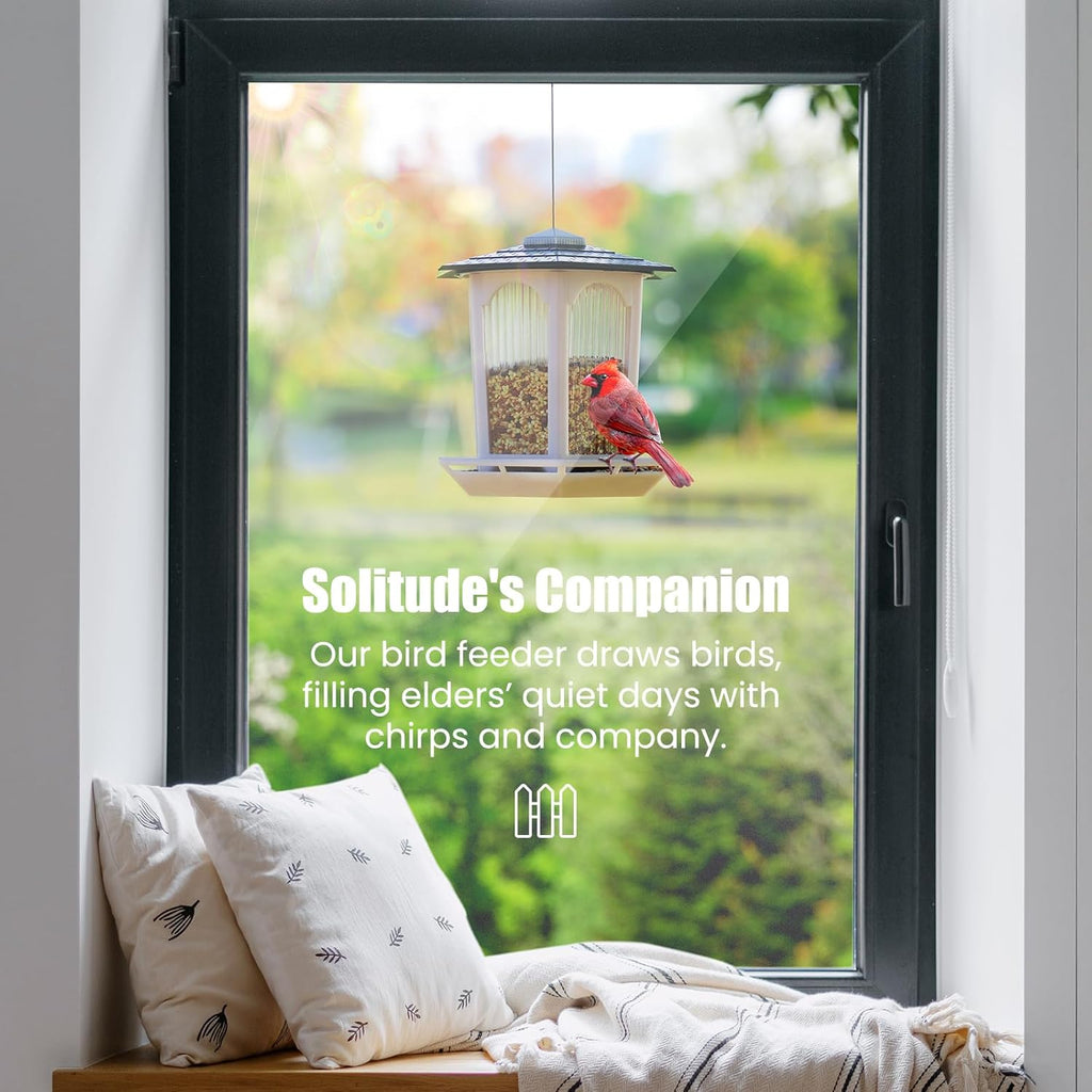 2 Pack Solar Bird Feeders for Outdoors Hanging - Attract Wild Birds & Cardinals, Elegant Minimalist Design, Garden Décor, Unique Gift