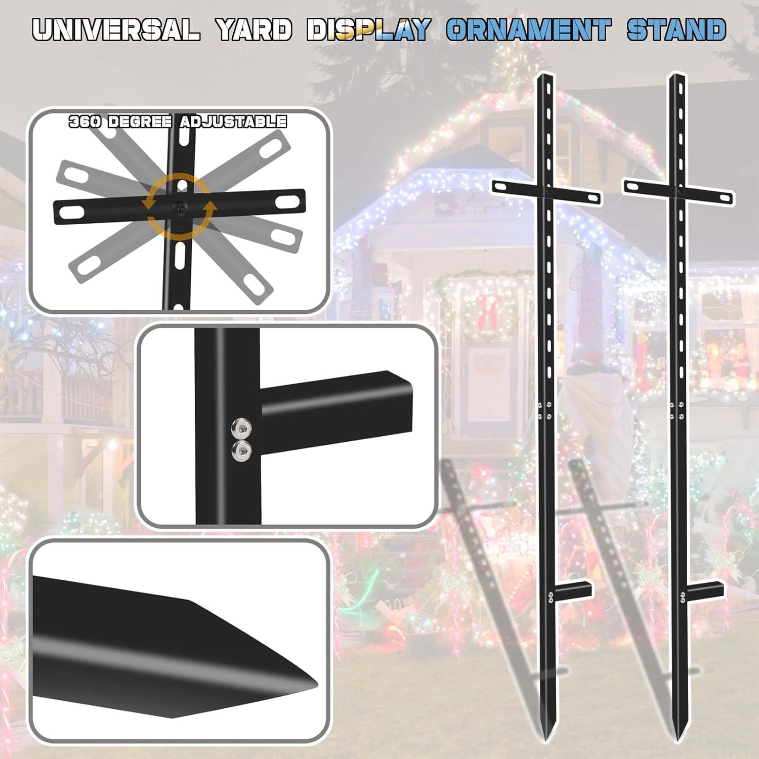 2 Pcs 46 inchens T-Bar Yard Sign Stakes Heavy Duty Metal Stake Yard Sign Holder/Black Steel Powder Coated Sign Posts for Outside/ 2mm Thickness Rust-Proof Outdoor Sign Holder for Outdoor Lawn Yard