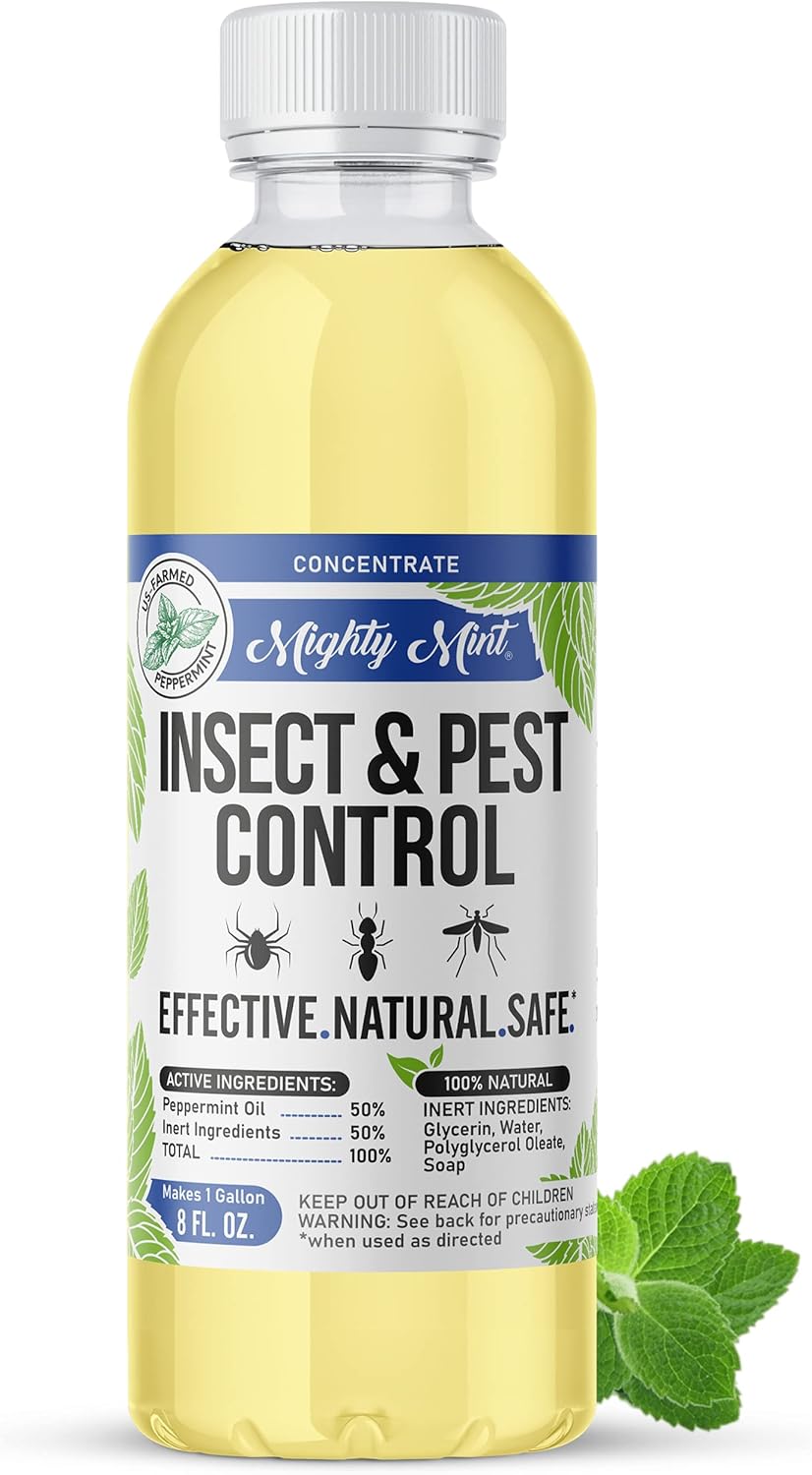 Mighty Mint Peppermint Oil Insect Repellent Concentrate– Natural Indoor & Outdoor Bug Control for Spiders, Ants, Roaches, and More – Plant-Based, Extra-Strong Formula - 8 oz
