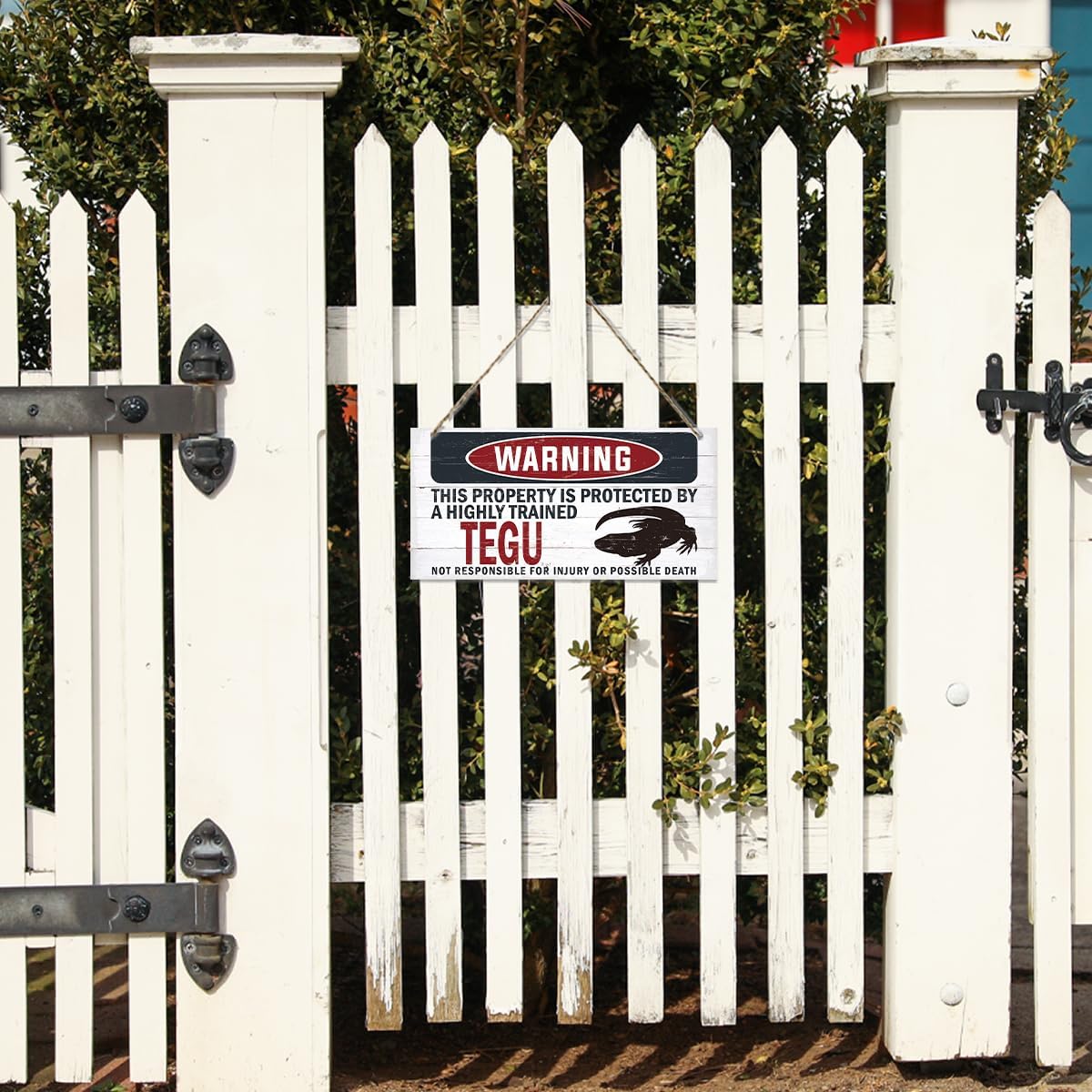 Warning Sign, Tegu Warning Wood Plaque Sign, Funny Door Signs, Decorative Wood Hanging Suspension Plaque, Farmhouse Wooden Wall Decor, Outdoor Hanging Wooden Signs