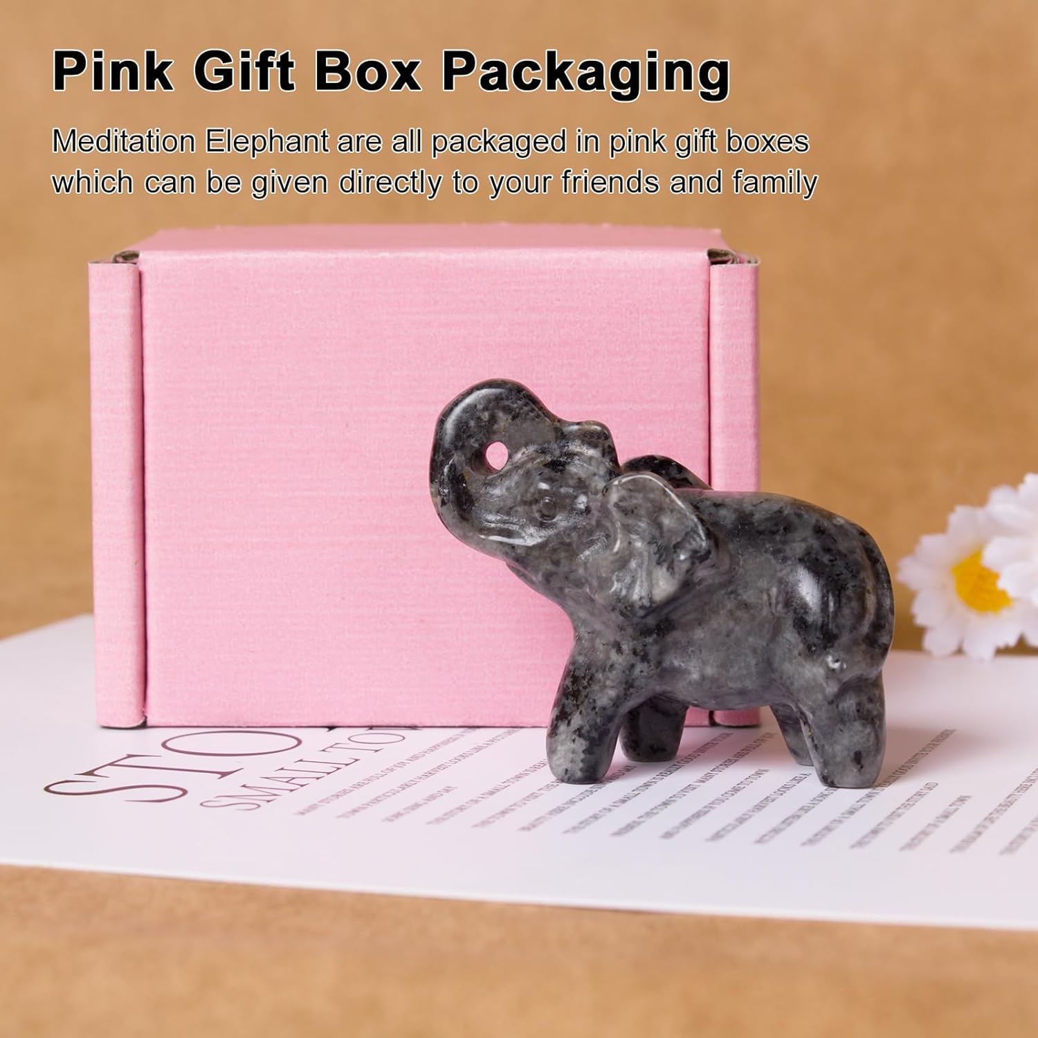 2 Inch Yooperlite Crystal Elephant Sculpture Handcrafted Healing Stone Animal Figurine Spiritual Home Decor Lucky Charm Gift for Wealth Success Positive Energy and Meditation Lovers