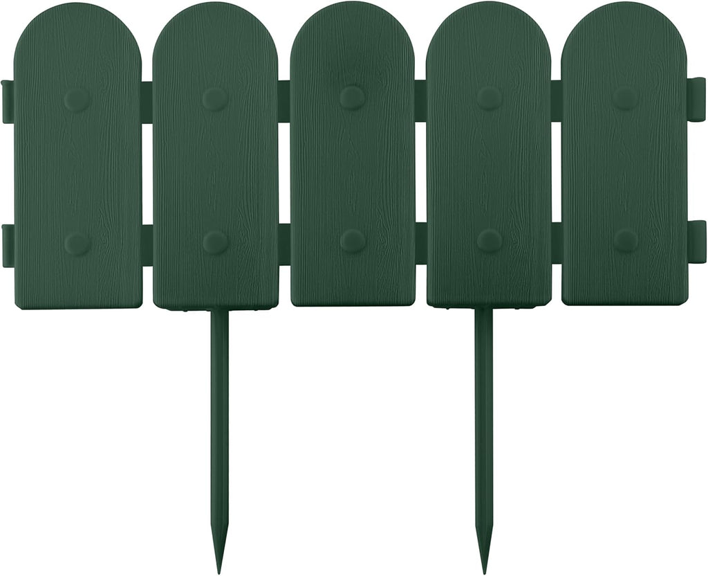 Evelyne Garden Border Edging: Wooden Fence Design - 8pcs Green Yard Landscaping Fence Liner Lawn Edge Barrier - 10ft Kit of Decorative Lawn Landscape Panels Elements -Landscaping Edging-GMT-10374-B08