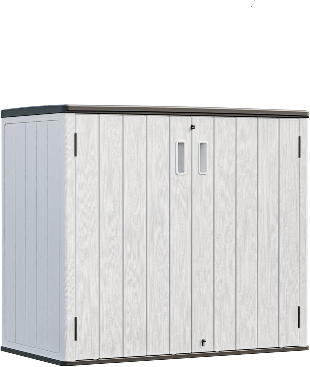 HOMSPARK 37 Cu.Ft Outdoor Storage Shed Weather Resistant, Resin Storage Sheds & Outdoor Storage Box for Backyard Garden Patio Lawn, Multi functional | Double-wall Shed with Lockable Doors,(Light Gray)