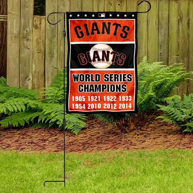 WinCraft Giants 8 Time Champions Garden Flag with Stand Holder Flagpole