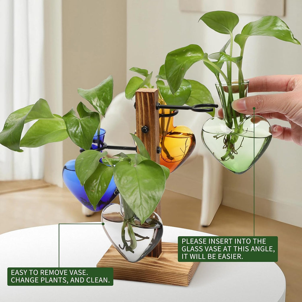 Plants Propagation Stations Plant Terrarium Kit Glass Planters for Indoor Plants House Plant Accessories Gift for Women - 4 Love Bulb Vase