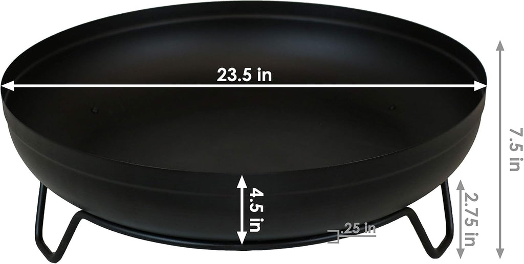 Sunnydaze 23-Inch Small Fire Pit for Patio - Outdoor Wood-Burning Fire Pit Bowl - Black