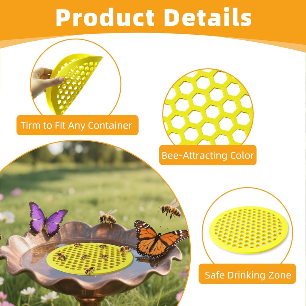 4 Pcs Bee Watering Station for Garden, 7.87 Inch Floating Bee Island for Pond/Farm/Fountain, No Assembly Required Bee Bath, Butterfly Feeder, Outdoor Garden Decor