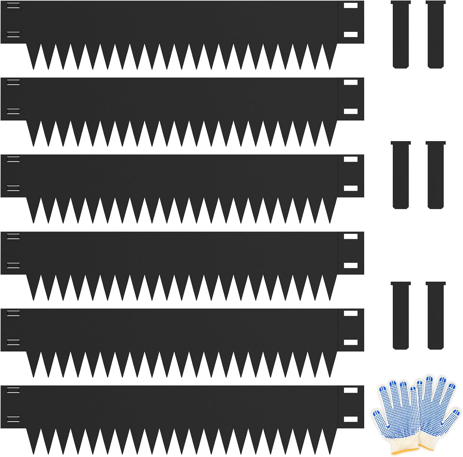 Metal Landscape Edging 6-Pack, Steel Edging Powder Coating - 40" L x 8" H Strips Garden Edging Border with 6 Clips - Edge for Lawn Yard (20Ft Total, Black)