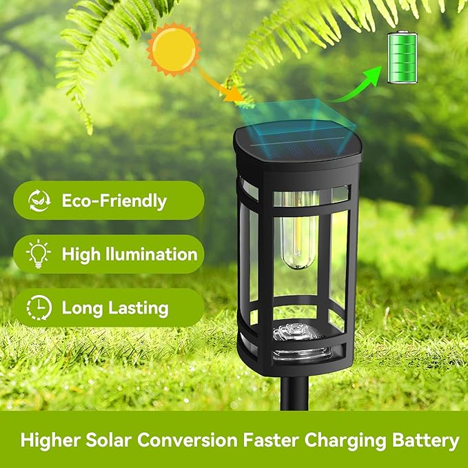 12 Pack Solar Lights Outdoor Waterproof for Garden Pathway Walkway Driveway Yard Lawn Decorative Landscape Lighting. (Warm White Light, 12)