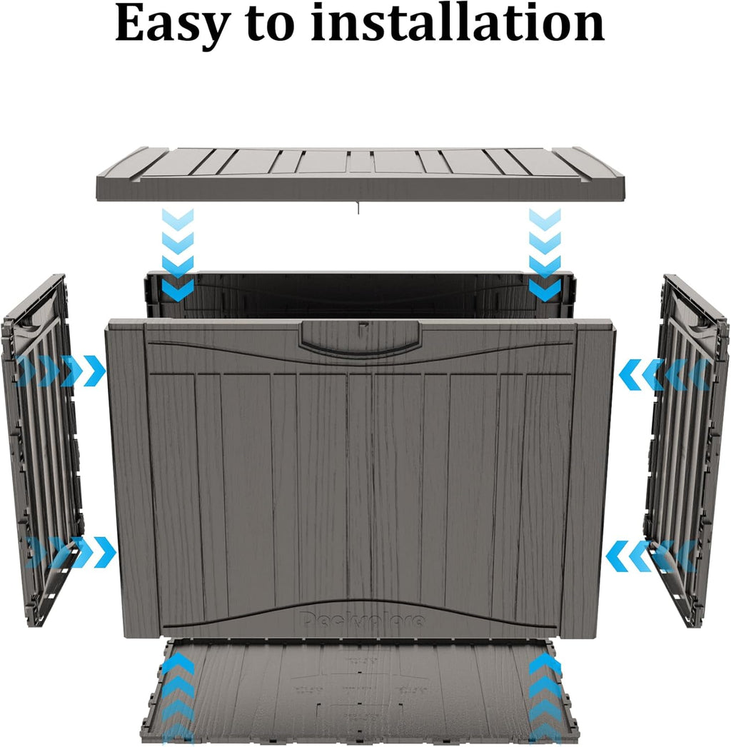 45 Gallon Deck Box, Resin Outdoor Indoor Waterproof Storage Box, Lockable Storage Box With Handle for Patio Furniture - Garden Tools - Swimming Pool Tools UV-Resistant, Brown