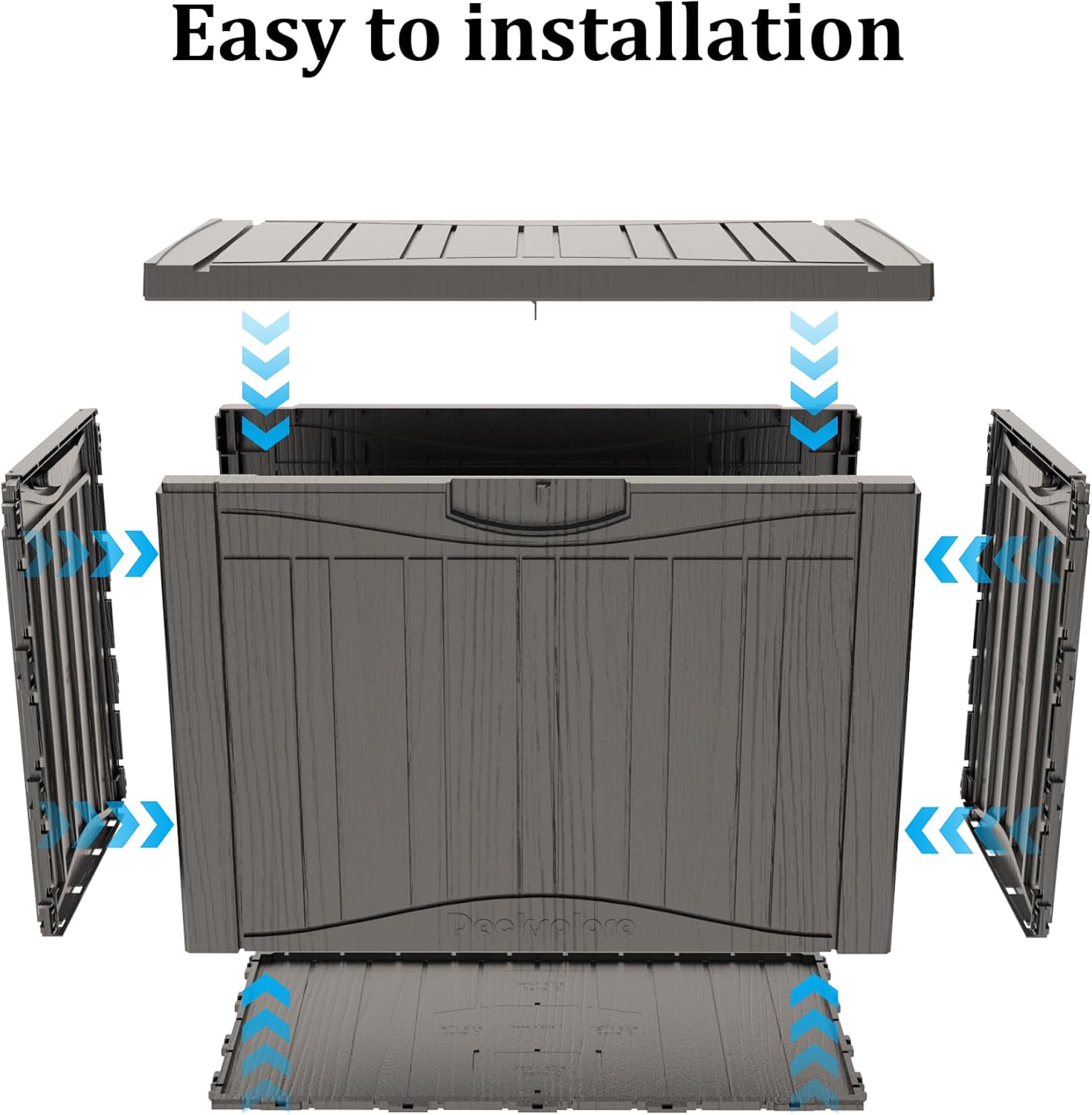 45 Gallon Deck Box, Resin Outdoor Indoor Waterproof Storage Box, Lockable Storage Box With Handle for Patio Furniture - Garden Tools - Swimming Pool Tools UV-Resistant, Brown