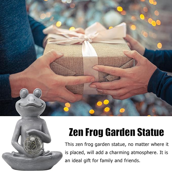 Solar Frog Garden Statues Meditating Yoga Frog Statue Housewarming Gifts for Women/Mom Zen Garden Frog Figurines for Lawn Patio Yard Porch Garden Decor Frog Decorations Gift Ideas