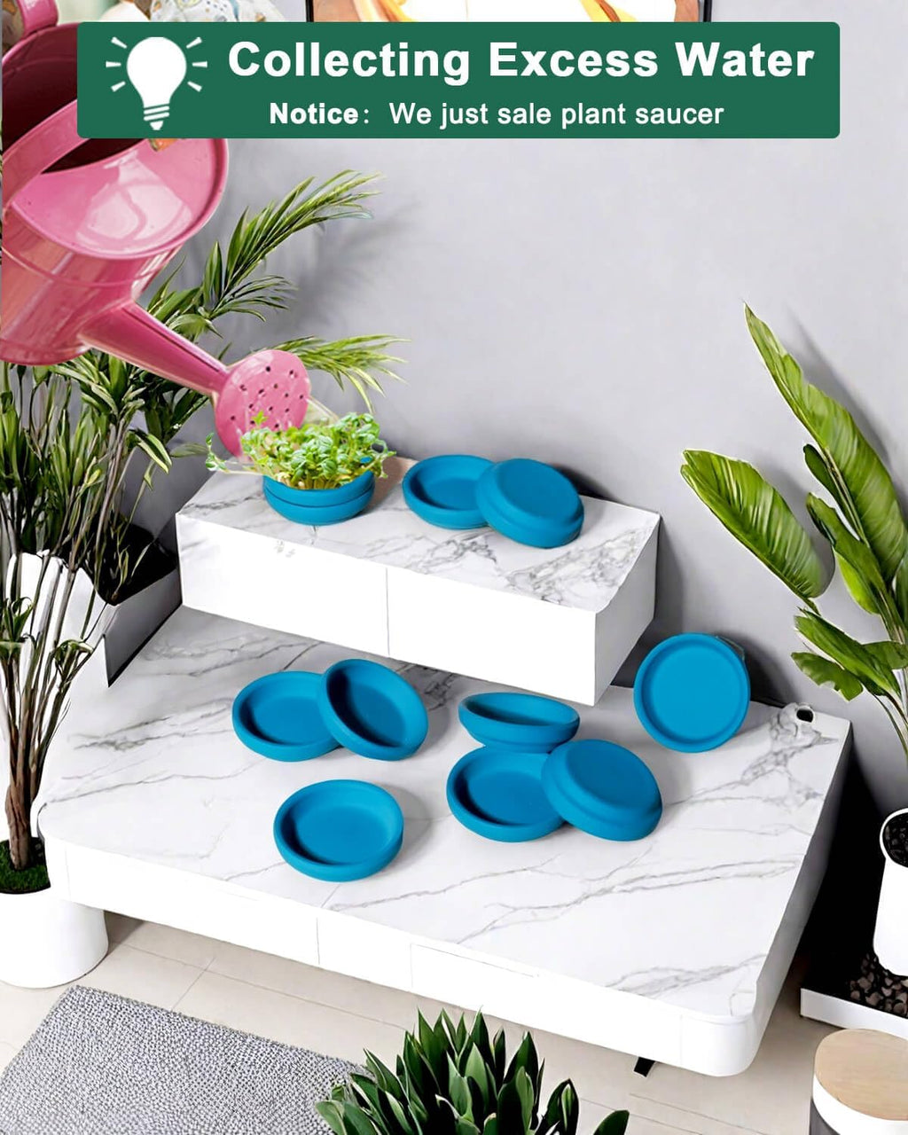 vensovo 2 Inch Steel Blue Terracotta Plant Saucer Pots Tray - 12 pcs Mini Planter Saucers for Indoor & Outdoor Plants, Small Clay Trays Perfect for 1 Inch 1.5Inch Flower Pot