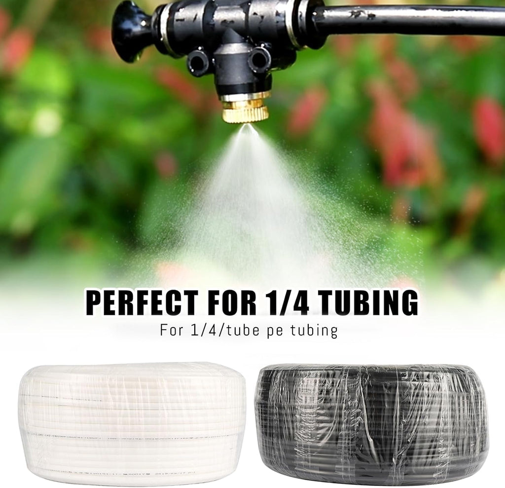 24 Pack Brass Misting Nozzles Outdoor Cooling System with 24 Heavy Duty Mister Nozzle,24 Tees,4 Brass Plugs,4 Black Plugs for Outdoor Cooling System