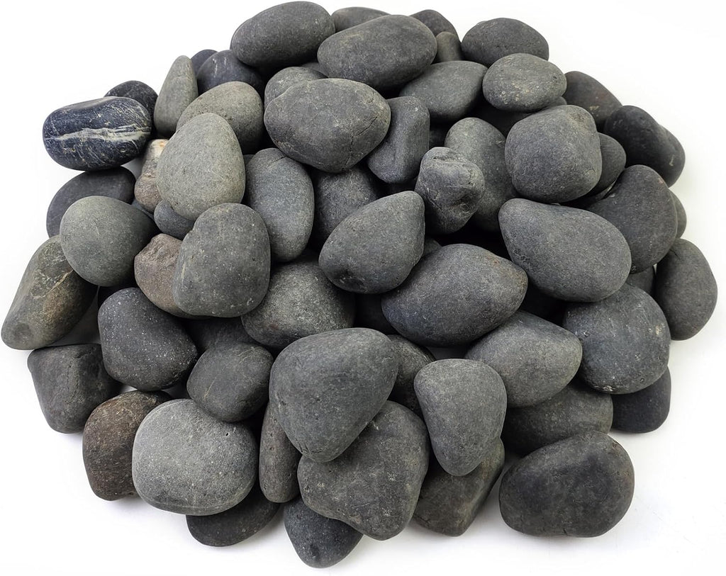10 Pounds Black River Rocks, 2-3 Inch Black Stones Pebbles for Plants, Landscaping, Garden, Aquarium, Backyard and Indoor Water Fountains