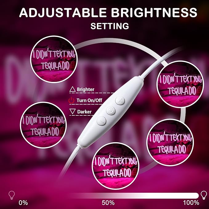 I Didn't Text You, Tequila Did Neon Sign for Wall Decor,Neon Light for Bedroom Bar Man Cave Business Bar Decoration