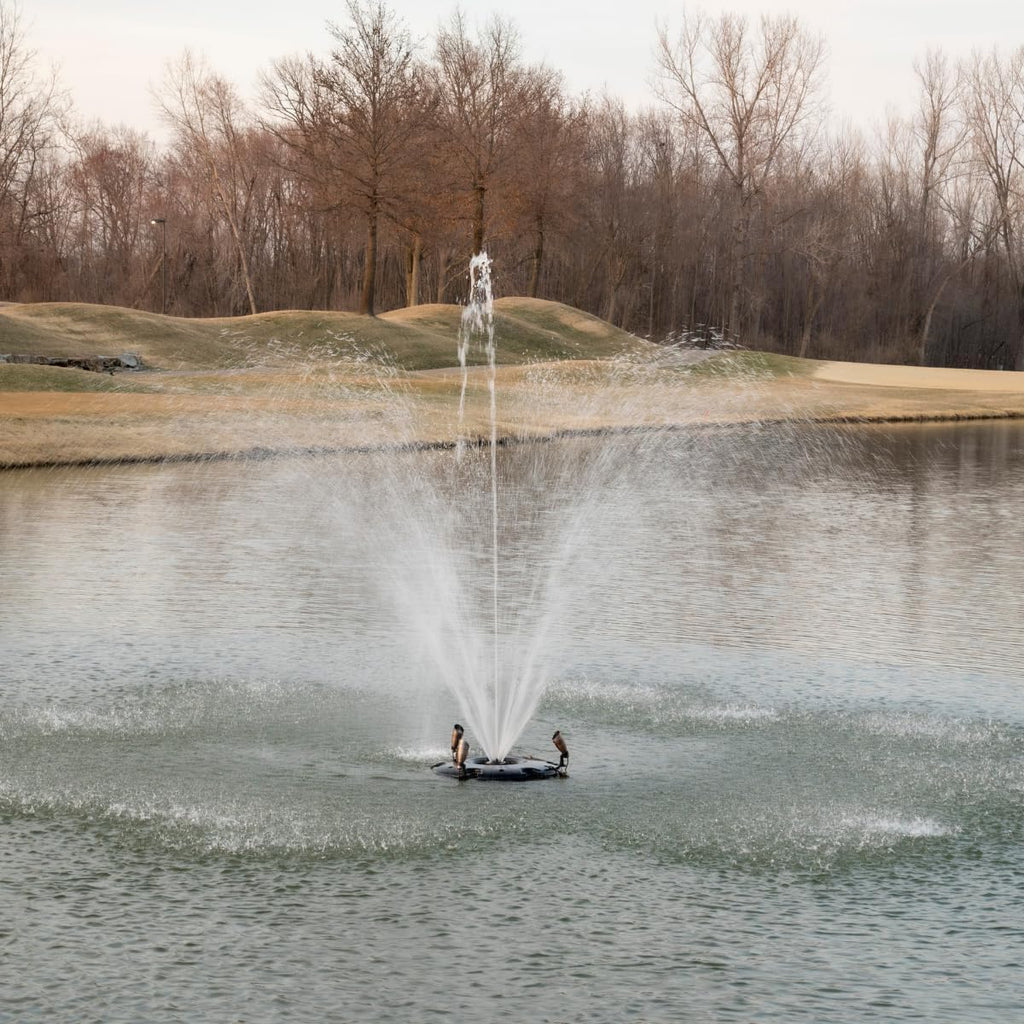 HALF OFF PONDS Floating Fountain – 1 HP Pond Aerator, 100' Cord – 15,000 GPH Water Pump – 13 Spray Patterns – Energy-Efficient for Large Ponds, Lakes & Water Gardens