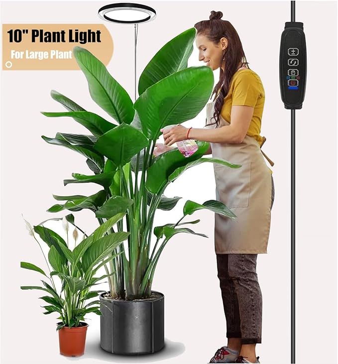 10" Grow Lights for Indoor Plants Full Spectrum, Indoor Plant Light for Indoor Growing with 160LEDs,Height Adjustable Led Grow Light for Large Plant, Auto On/Off Timer 3/9/12H, 9 Dimmable Brightness