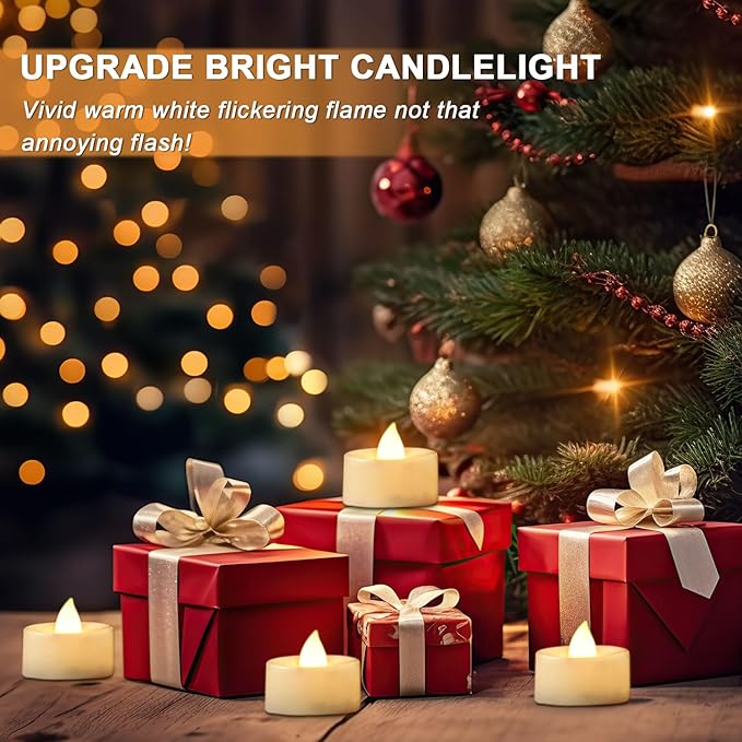 BEICHI Flameless Candles, 50Pack Battery Operated Candles, LED Tea Lights Candles Battery Operated, Flickering Fake Candles for Wedding Halloween Christmas Diwali- Warm White