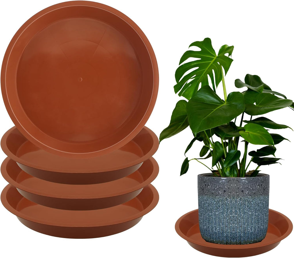 4 Pack 14 Inch Round Plant Saucers for Less 11.8 Inch Pot Indoors Outdoors Plant Trays for Pots Planter Saucer Plastic Plant Drip Tray Planter Water Tray for Potted Plants(Black, 13.8"(4pcs))
