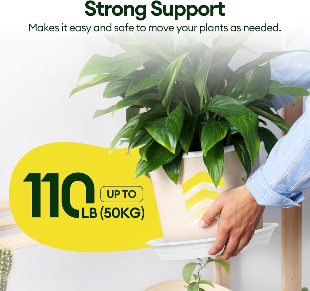 6 Pack Plant Saucer, 8 10 12 inch Plant Saucers for indoor, Heavy Duty Plastic Plant trays for pots, Grow Bags, Bird Baths, Flower Drip Trays for Indoor and Outdoor Uses (10", White)