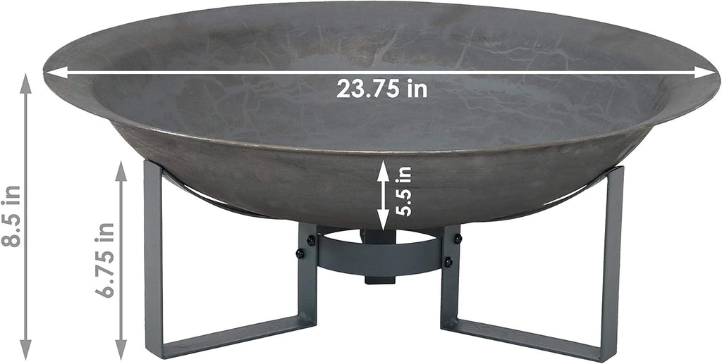 Sunnydaze 24-Inch Cast Iron Modern Fire Pit Bowl with Stand - Lightweight and Portable Design