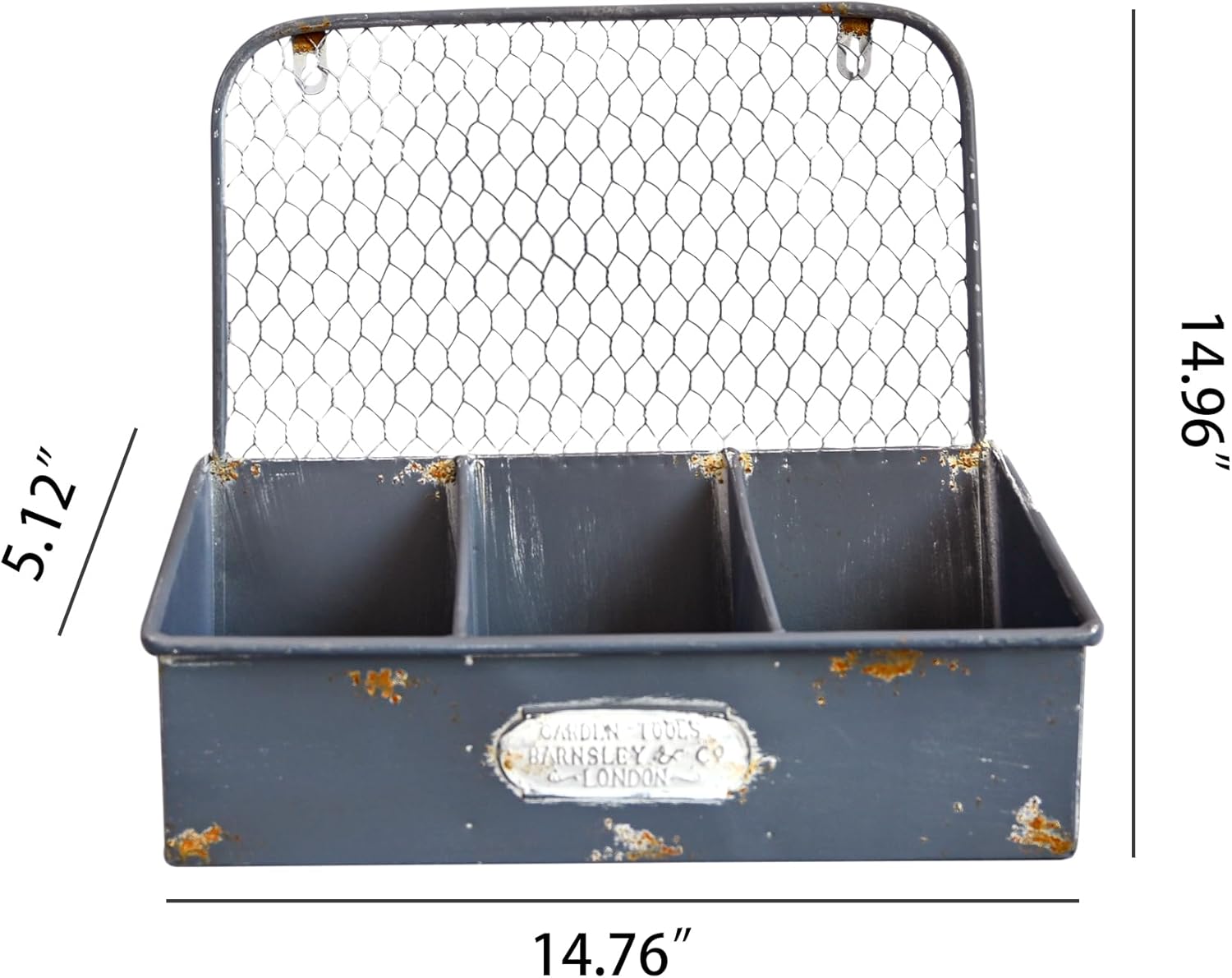 Rustic Metal Wall Mounted Planter Vintage Hanging Flower Pot with 3 Compartments Farmhouse Plants Holder Succulents Tubs for Garden Railing Fence Patio Yard Outdoor Decor