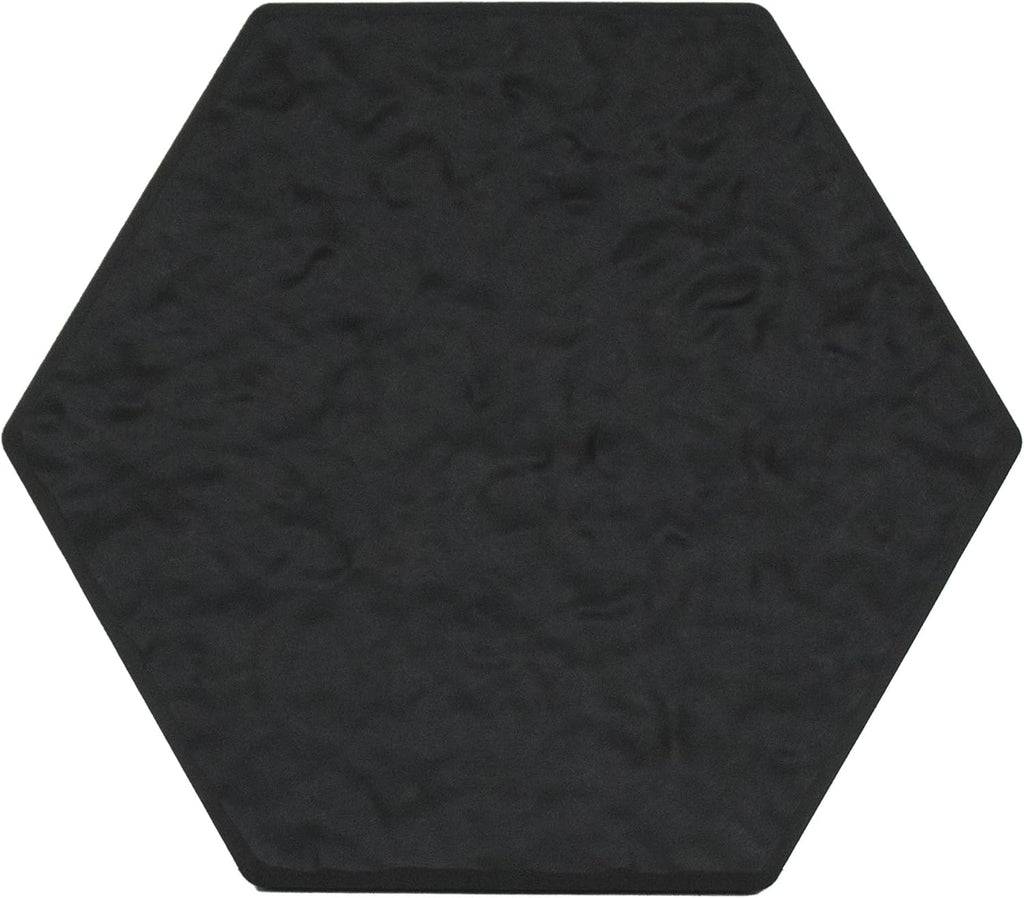 Garden Central 10-Pack 15”x13” Stomp Rubber Stepping Stones, Hexagon, Black – Reversible Non-Slip Outdoor Faux Decorative Set for Landscaping – DIY Decor for Walkways & Yard Pathways