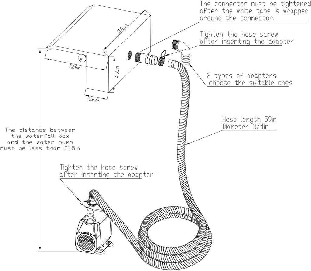 Stainless Steel Waterfall Spillway, APP Control Multi-Color LED Light Outdoor Pool Fountain, Water Spillway Koi Pond Waterfalls Fountains Kit for Garden Patio Swimming Pool Decoration-11.8"